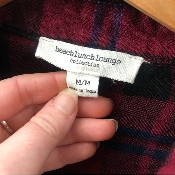 Beachlunchlounge Charley plaid red button up holiday Christmas flannel - Picture 4 of 4